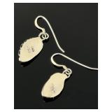 Navajo Sterling Silver Sleeping Beauty Turquoise Dangle Earrings Signed SC