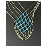 Native American 17" Liquid Sterling Silver Sleeping Beauty Turquoise Necklace