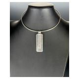 Modernist Sterling Silver Torque Collar Necklace & Hammered Pendant 925