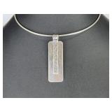 Modernist Sterling Silver Torque Collar Necklace & Hammered Pendant 925