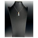 Italian Sterling Silver Snake Chain & Blue Topaz Balinese Pendant Necklace 925