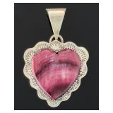 Handmade Purple Spiny Oyster Shell Silver Heart Pendant Artisan Southwest