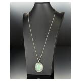 Green Aventurine Sterling Silver Pendant Necklace Southwestern SB Danecraft