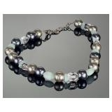 Deb Guyot 925 Sterling Silver Aquamarine Quartz & Pearl Statement Necklace