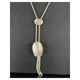 BTP Modernist Sterling Silver Lariat Tassel Necklace 28" Snake Chain