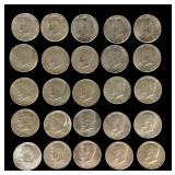 25 Kennedy Half Dollars 40% Silver Coin Lot Pre-1969 Circulated