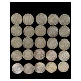 25 Kennedy Half Dollars 40% Silver Coin Lot Pre-1969 Circulated