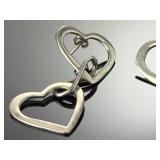 Vintage Mexican Sterling Silver Double Heart Dangle Earrings .925