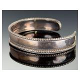 Vintage Mexican Sterling Silver 950 Cuff Bracelet - Rope Edge