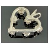 Sterling Silver Vintage Heart & Rose Pendant, Artisan Crafted Floral