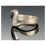 Vintage Sterling Silver Modernist Wave Ring, Signed ICO 925, Size 10