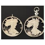 Vintage Hand-Cut Silver Walking Liberty Coin Pendants Lot - 1940 & 1943