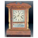 Antique Waterbury Gilded Column Shelf Clock - Wood Mantel Clock for Repair