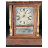 Antique Waterbury Gilded Column Shelf Clock - Wood Mantel Clock for Repair