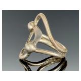 Vintage Silver Modernist Abstract Intertwined Ring, Unmarked, Size 6.25