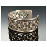 Vintage Mexican Sterling Silver Cuff Bracelet, Woven Basket Weave, TJ-5, 925