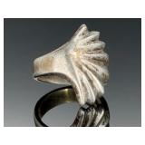 Vintage Mexican Sterling Silver Art Deco Style Ring, Signed 925, Size 6.25