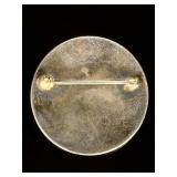Native American Silver Overlay Brooch Pin, Kokopelli Sun Design