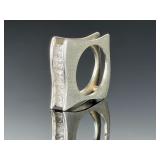 925 Sterling Silver Modernist Brutalist Architecture Wide Band Ring Size 6.5