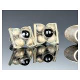 Vintage Mexican Silver Clip-On Earrings Lot of 3 Pairs w/ Wood Inlay