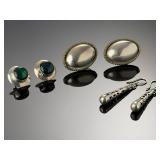 Vintage Sterling Silver Earrings Lot 3 Pairs Nakai Mexican 925 Estate Jewelry
