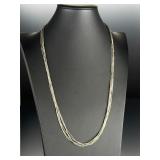 Vintage Native American Sterling Liquid Silver 5-Strand Necklace 28 Inch