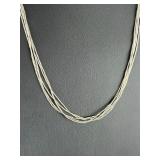 Vintage Native American Sterling Liquid Silver 5-Strand Necklace 28 Inch