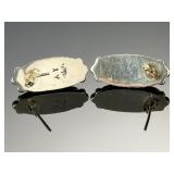 Navajo AY Sterling Silver Orange Spiny Oyster Shell Post Earrings, Signed