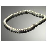 Italian Sterling Silver Box Link Bracelet - 9 Inch, 17.5g, Marked 925 Italy