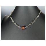 Emily Austin Sterling Silver Pave Crystal Disco Ball Necklace 925 Signed