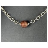 Emily Austin Sterling Silver Pave Crystal Disco Ball Necklace 925 Signed