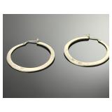 DIAZ Sterling Silver Flat Hoop Earrings 925 Signed Modernist Textured