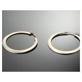 DIAZ Sterling Silver Flat Hoop Earrings 925 Signed Modernist Textured