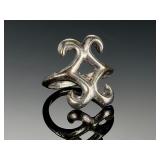 Navajo Vintage Silver Openwork Scroll Ring, Size 5.5