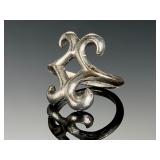 Navajo Vintage Silver Openwork Scroll Ring, Size 5.5