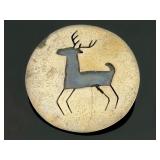 Native American Sterling Silver Overlay Deer Buck Pendant Charm