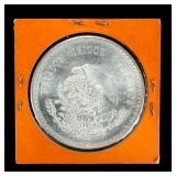 1948 Mexico 5 Pesos Cuauhtémoc .900 Silver Coin, Uncirculated Appearance