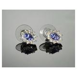 Sterling Silver 925 Kiran Jewels Amethyst CZ Halo Stud Earrings KRN