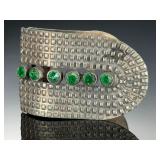 Art Deco WMCA Green Paste Dress Clip, Vintage Sunburst Hallmark #8