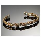 Vintage Sergio Lub Mixed Metal Magnetic Twist Cuff Bracelet, Copper & Brass