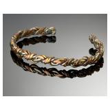 Vintage Sergio Lub Mixed Metal Magnetic Twist Cuff Bracelet, Copper & Brass