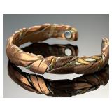 Vintage Sergio Lub Mixed Metal Magnetic Copper Twist Cuff Bracelet 6"