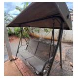EAT001 2-person outdoor patio swing with an adjustable canopy