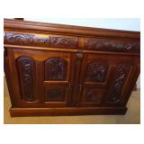 EAT050 - Asian Ornately Carved Wood Buffet Cabinet w/Drawers