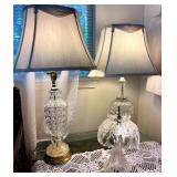 EAT071- Pair of Crystal Cut Glass Lamps! Working Great! 