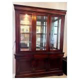 EAT074- Wood Display/China Cabinet with Glass Shelves & Lighting
