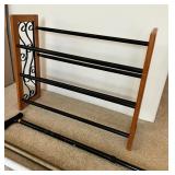 EAT111- Expanding Shoe Rack, Tropical Shower Curtain & Tension Rods 