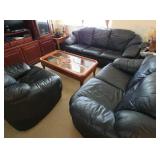 EAT155 - Super Plush Over Stuffed Leather? Sofa/Love Seat/Chair Set