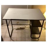 PPM014 White Pressed Wood Black Metal Frame Desk