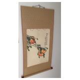 PPM039 Chinese Original Brushstroke Scroll Painting Of Peach Tree Branch